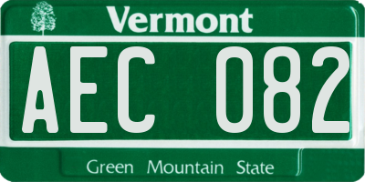 VT license plate AEC082