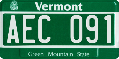VT license plate AEC091