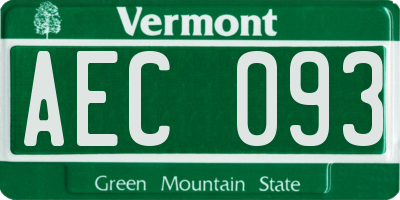 VT license plate AEC093