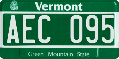 VT license plate AEC095