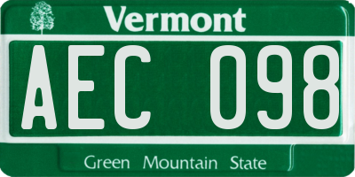 VT license plate AEC098