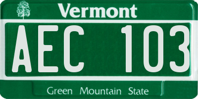 VT license plate AEC103