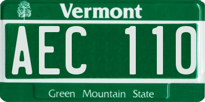 VT license plate AEC110
