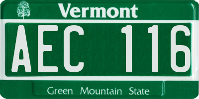 VT license plate AEC116