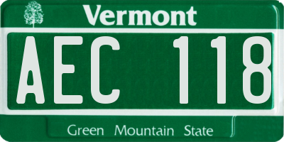 VT license plate AEC118