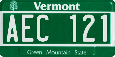 VT license plate AEC121