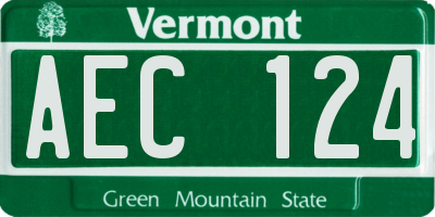 VT license plate AEC124
