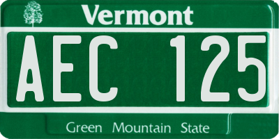 VT license plate AEC125
