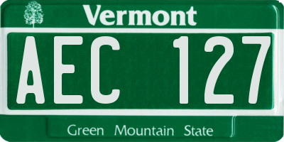 VT license plate AEC127