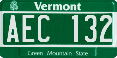 VT license plate AEC132