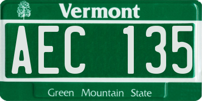 VT license plate AEC135