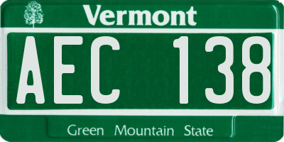 VT license plate AEC138