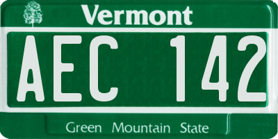 VT license plate AEC142