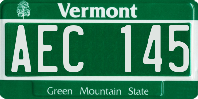 VT license plate AEC145