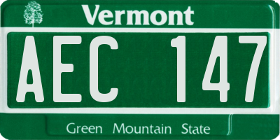 VT license plate AEC147