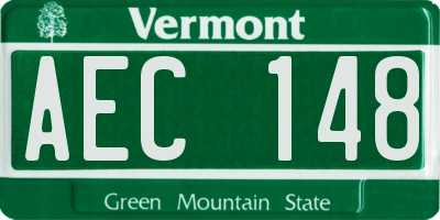 VT license plate AEC148