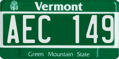 VT license plate AEC149