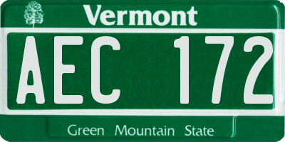VT license plate AEC172