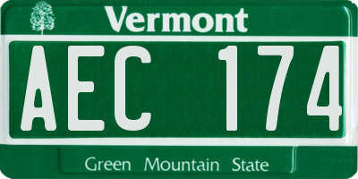 VT license plate AEC174