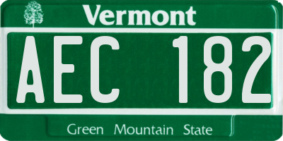 VT license plate AEC182
