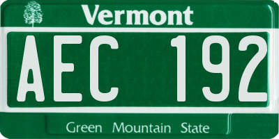 VT license plate AEC192