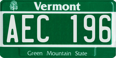 VT license plate AEC196