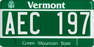 VT license plate AEC197