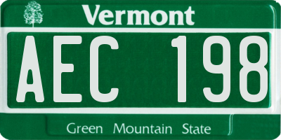 VT license plate AEC198