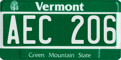 VT license plate AEC206