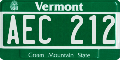 VT license plate AEC212