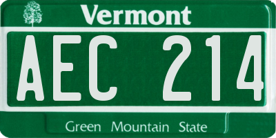 VT license plate AEC214