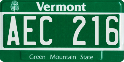 VT license plate AEC216