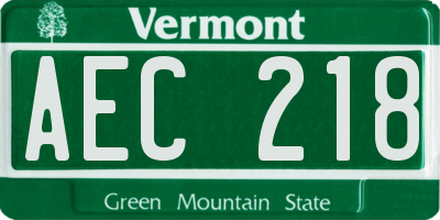 VT license plate AEC218