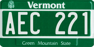 VT license plate AEC221