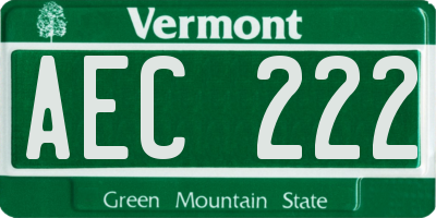 VT license plate AEC222