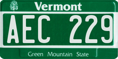 VT license plate AEC229