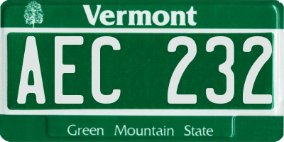 VT license plate AEC232