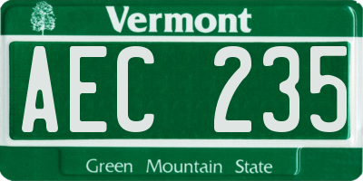 VT license plate AEC235