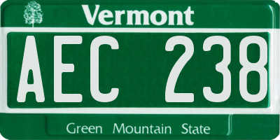 VT license plate AEC238