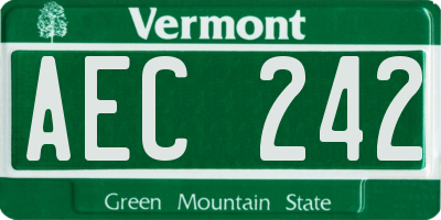 VT license plate AEC242