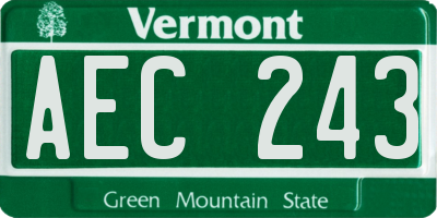 VT license plate AEC243