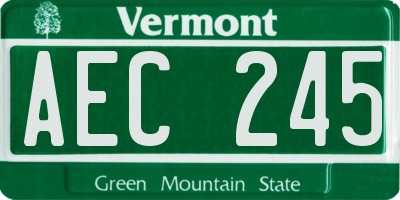 VT license plate AEC245