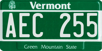 VT license plate AEC255