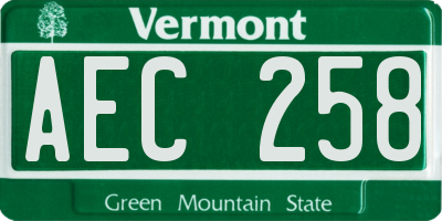 VT license plate AEC258