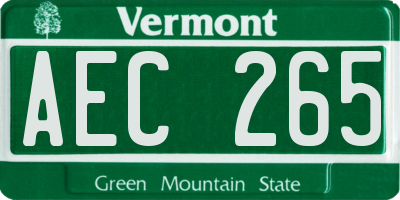VT license plate AEC265