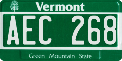 VT license plate AEC268