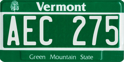 VT license plate AEC275