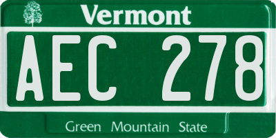 VT license plate AEC278