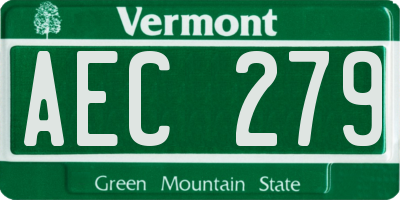VT license plate AEC279