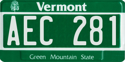 VT license plate AEC281